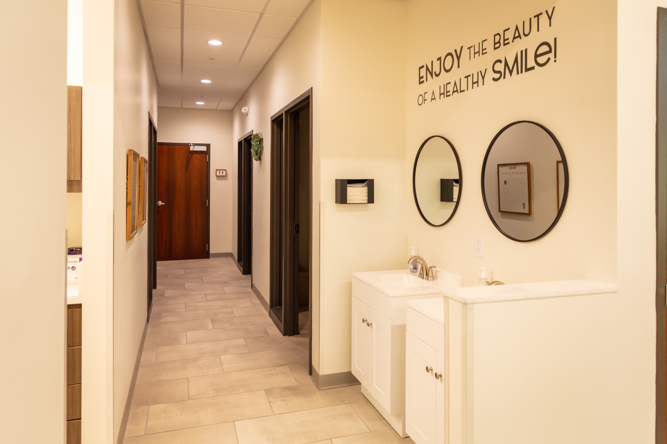 Bright hallway inside the Growing Smiles clinic